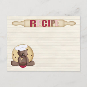 teddy cookie-recept-kort vykort