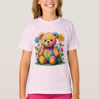 Teddy_design.no.3- av Maaya Prints, Kids Rosa T Shirt
