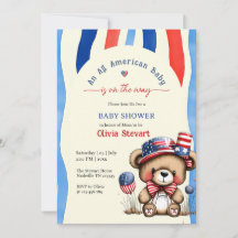 Teddy En All Amerikansk Baby 4:e Juli Baby Shower 