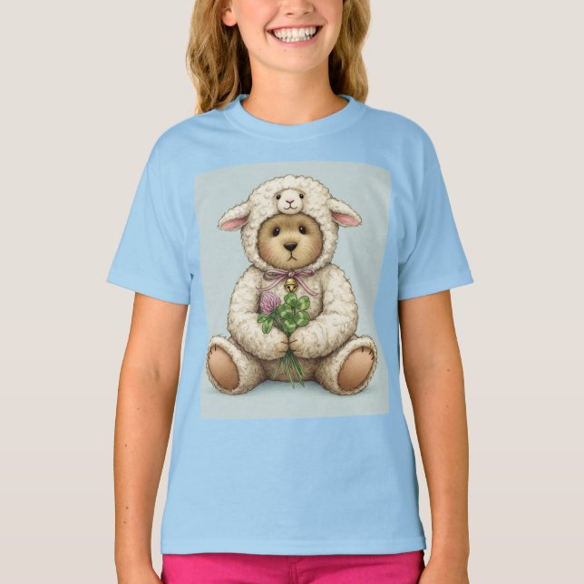 Teddy - får med Klöver av Natasha Us T Shirt (Framsida)