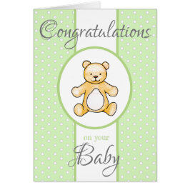 Teddy för vintage babydusch hälsningskort