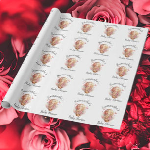 Teddy Foral Girl Luftballong Baby Shower Presentpapper
