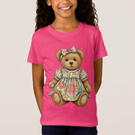 Teddy i en Blommigt Cotton Dress T Shirt