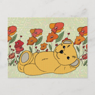 Teddy im Mohnfeld Vykort