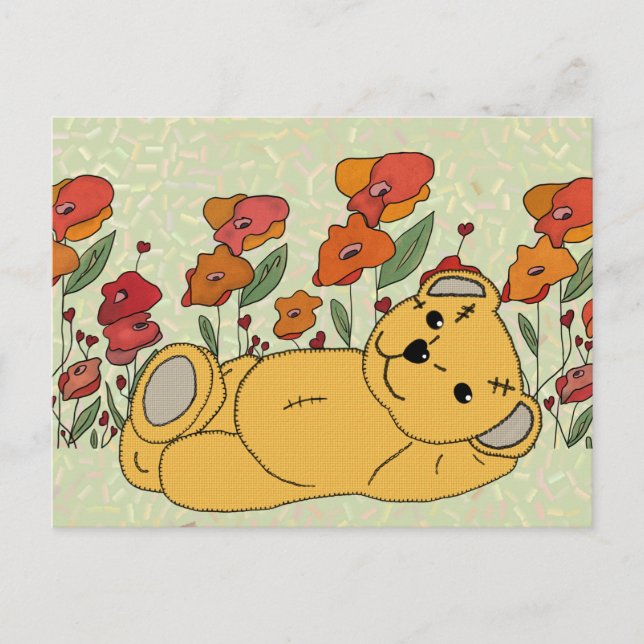 Teddy im Mohnfeld Vykort (Framsida)