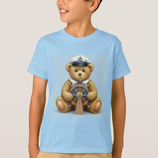 Teddy Kapten med Helm av Natasha Us T Shirt (Framsida)