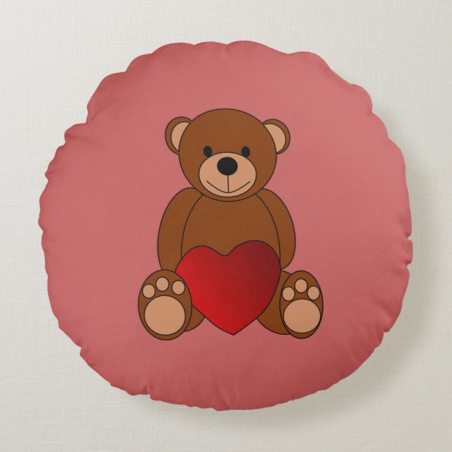 Teddy Kärlek Rund Kudde (Framsidan)
