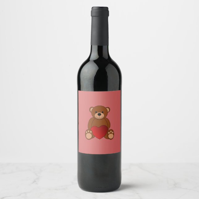 Teddy Kärlek Vinflaska Etikett (Framsida)