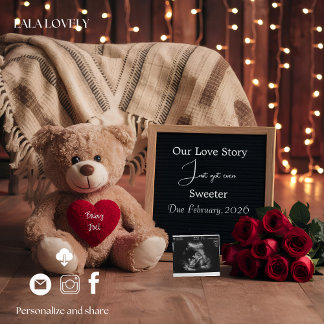 Teddy Love & Baby Pregnancy Announcement Card Meddelande
