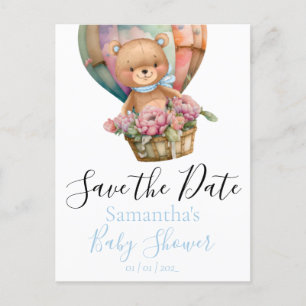 Teddy Luftballong Baby Shower Spara datum Vykort