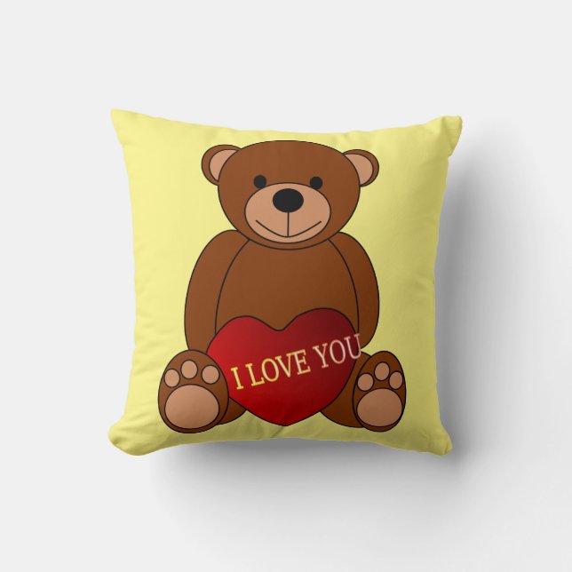 Teddy med Heart Dekorativ kudde (Framsida)