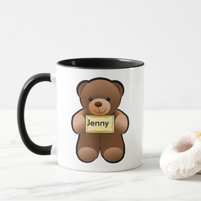Teddy med namn mugg (Med munk)