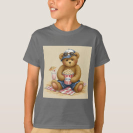 Teddy med Popcorn på stranden av Natasha Us T Shirt