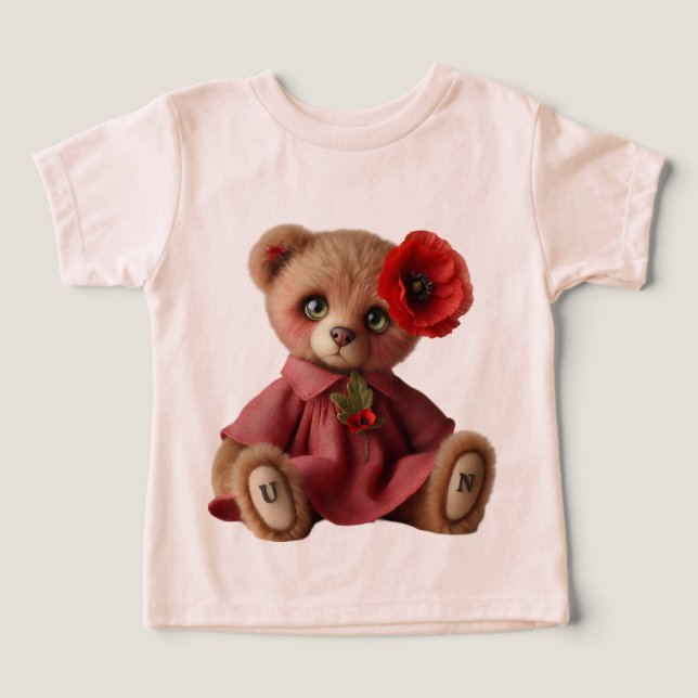 Teddy med Scarlet Poppy T Shirt (Design Framsida)