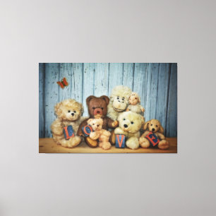 Teddy med vänner canvastryck