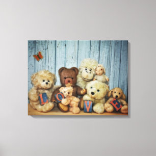 Teddy med vänner canvastryck
