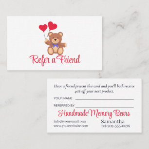 Teddy Memory Bear Business Rabattkort