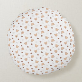 Teddy Mönster med Hearts Rund Kudde