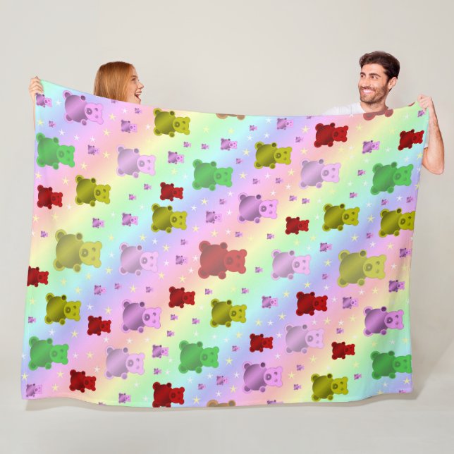 teddy, nalle, pastel, child + mönster, baby, r fleecefilt (På plats)