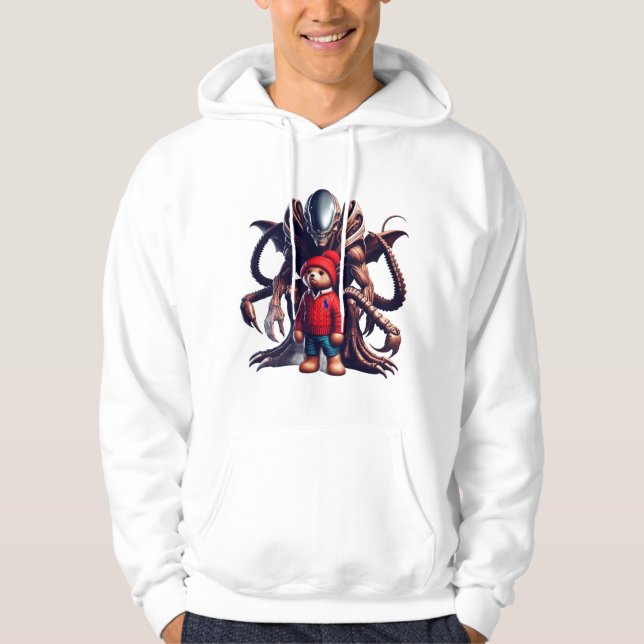 Teddy och Alien 004 Hoodie (Framsida)