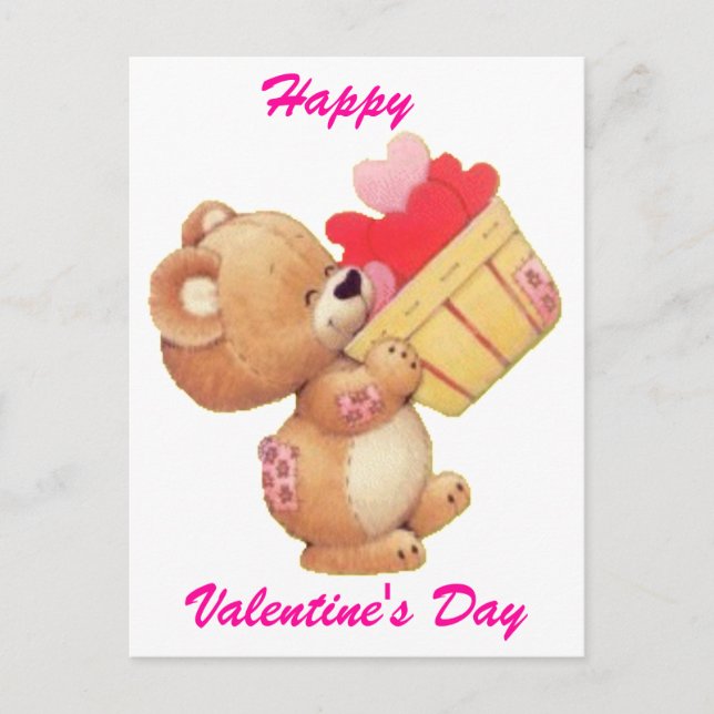 Teddy och Basket av hjärter Helg Vykort (Framsida)