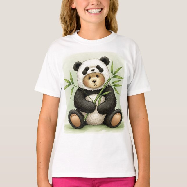 Teddy - Panda med Bamboo av Natasha Us T Shirt (Framsida)