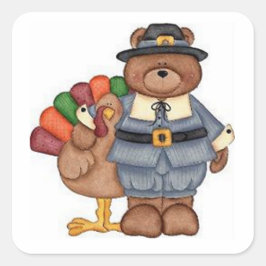 Teddy Pilgrim och Turkiet Fyrkantigt Klistermärke