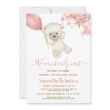 Teddy Polar Bear Rosa Balloon Girl Baby Shower