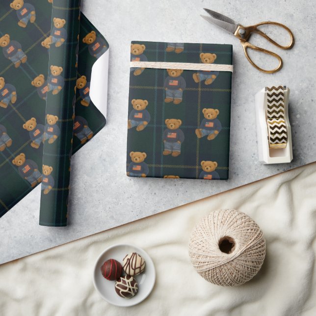Teddy Polo Bear Wrapping Paper Baby Shower Presentpapper (Hantverk)