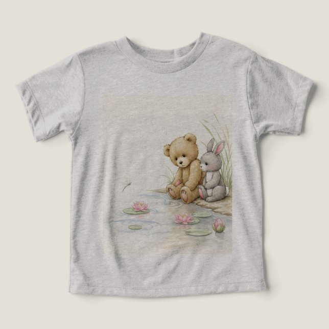Teddy, Rabbit och Vatten Lily T Shirt (Design Framsida)