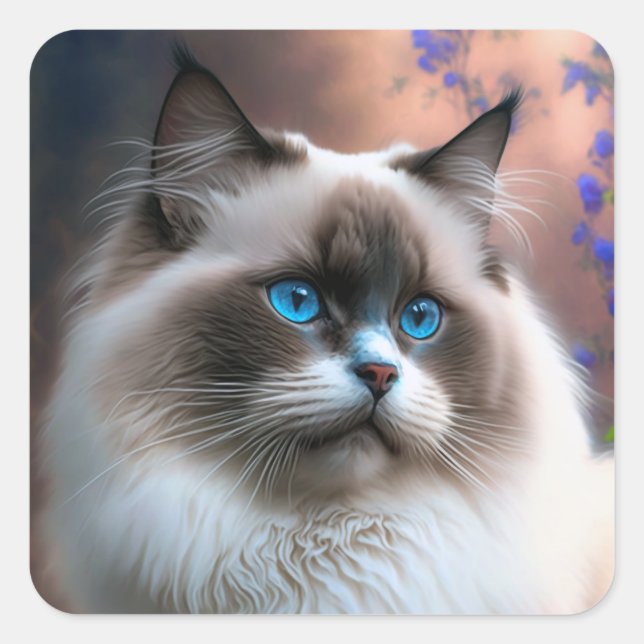 Teddy, Ragdoll Cat Sticker Fyrkantigt Klistermärke (Framsida)