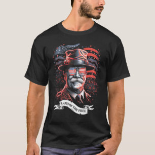 Teddy Roosevelt 4:e juli Amerikanska Flagga Patrio T Shirt