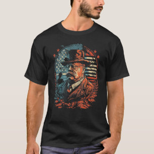 Teddy Roosevelt 4:e juli Amerikanska Flagga Patrio T Shirt