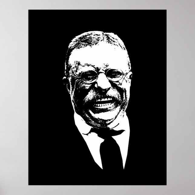 Teddy Roosevelt - Black and White Poster (Framsidan)