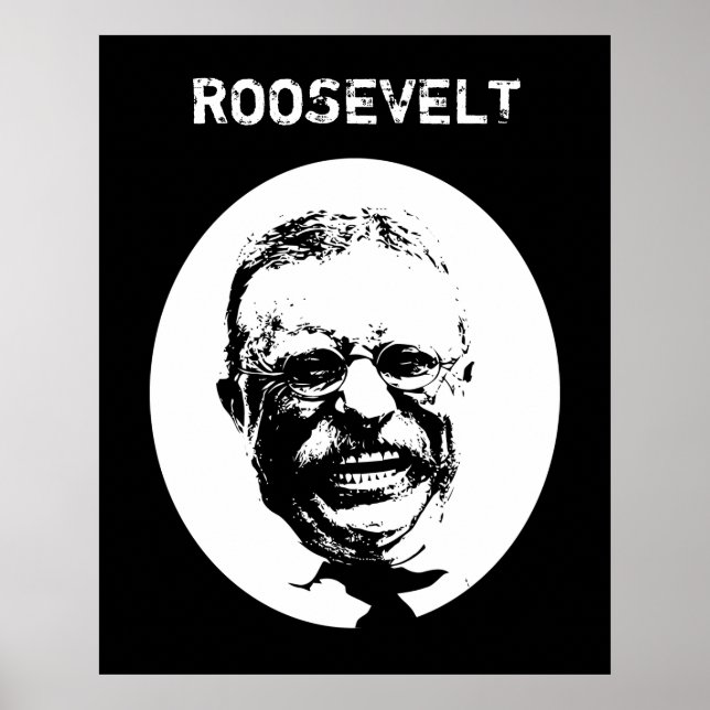Teddy Roosevelt - Black and White Poster (Framsidan)