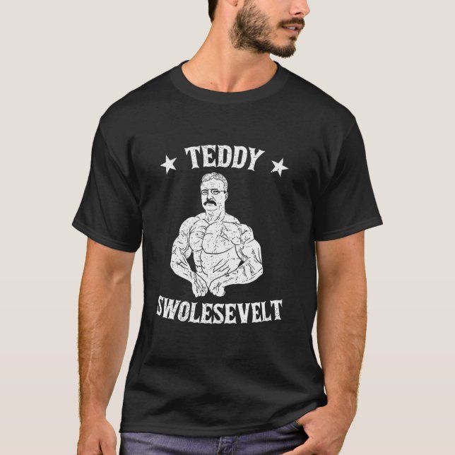 Teddy Roosevelt Body Byggnad som  ut muskelgam T Shirt (Framsida)