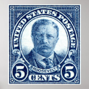 Teddy Roosevelt frimärke 1922 Poster