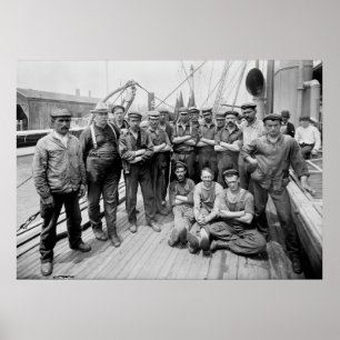 Teddy Roosevelt med Crew, tidigt 1900-talet Poster