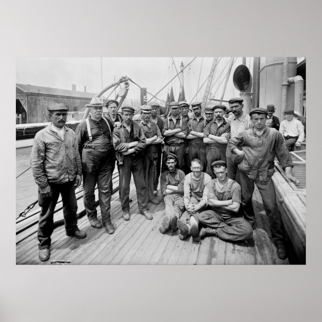 Teddy Roosevelt med Crew, tidigt 1900-talet Poster (Framsidan)