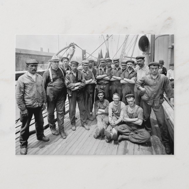 Teddy Roosevelt med Crew, tidigt 1900-talet Vykort (Framsida)