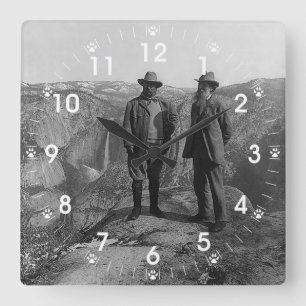 Teddy Roosevelt och John Muir i Yosemite Fyrkantig Klocka
