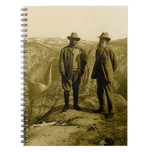 Teddy Roosevelt och John Muir på glaciären pekar Anteckningsbok Med Spiral