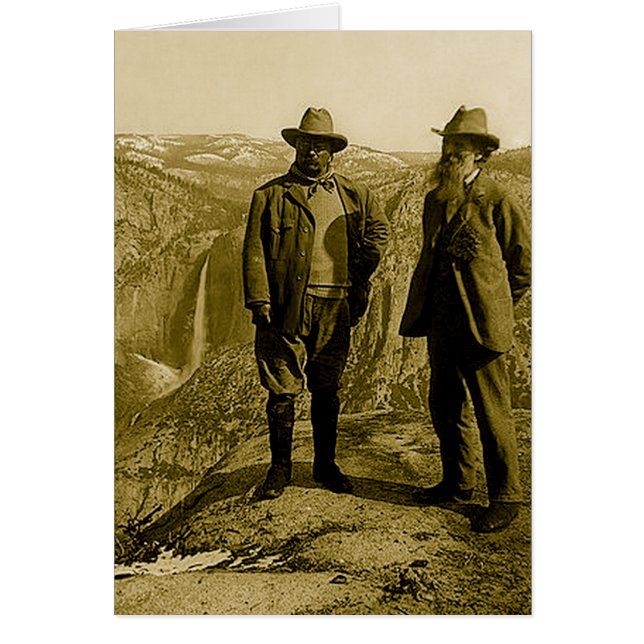 Teddy Roosevelt och John Muir vid Glacier Point Hälsningskort (Framsidan)