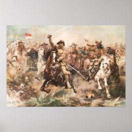 Teddy Roosevelt och Rough Riders Charging Poster