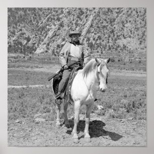Teddy Roosevelt on Horseback Hunting Poster