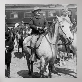 Teddy Roosevelt på Horseback i Yellowstone Poster