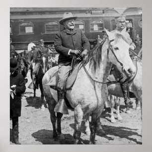 Teddy Roosevelt på Horseback i Yellowstone Poster