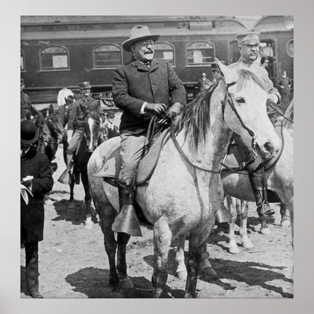 Teddy Roosevelt på Horseback i Yellowstone Poster (Framsidan)