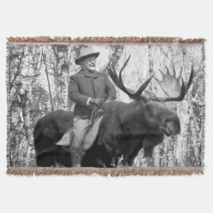 Teddy Roosevelt som rider en tjurälg Mysfilt