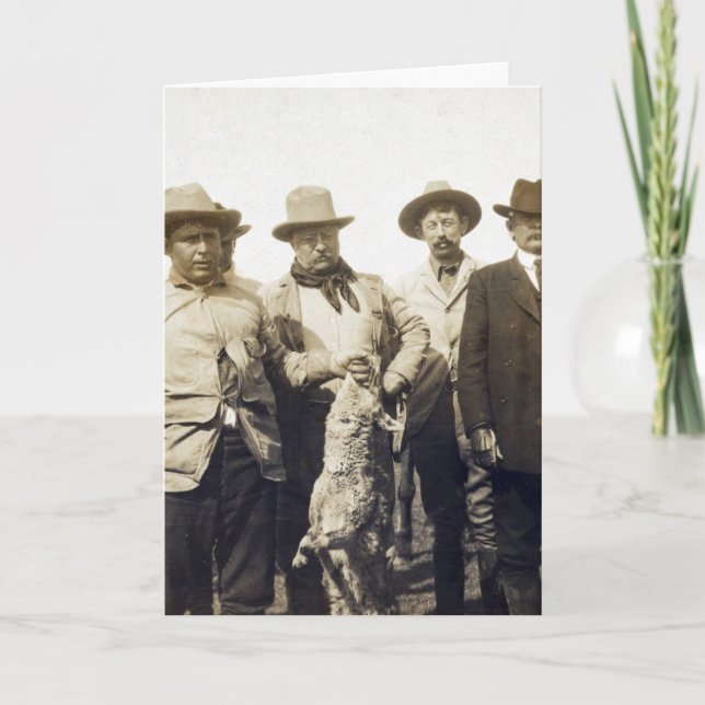 Teddy Roosevelt Varg Hunting, 1905 Kort (Framsida)